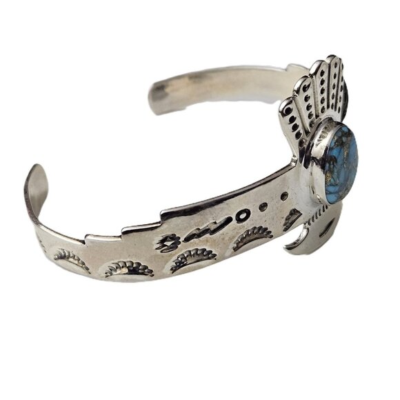 Solid Sterling Silver Women’s Turquoise Cuff Bracelet – NWT – Gift Box Included - Picture 4 of 8